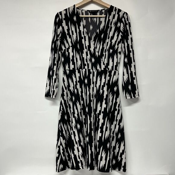INC International concepts Black White Geometric Print Dress Small - Picture 1 of 6